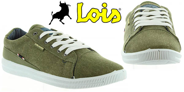 Lois Jeans zapatillas de diseño casual para hombre en color verde kaki chollo
