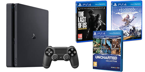 Pack PS4 Slim + The Last of Us + Horizon Zero Dawn Complete + Uncharted Collection