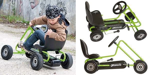 Coche de pedales Hauck T90105 Lightening Go-Kart de color verde y negro para niños