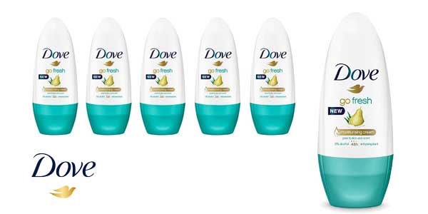 Pack de 6 Dove Go Fresh Pera Desodorante Roll On 50 ml para mujer barato en Amazon 