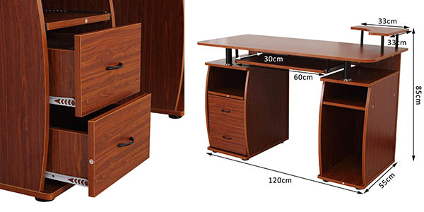 escritorio trabajo paneles madera MDF compartimentos y cajones