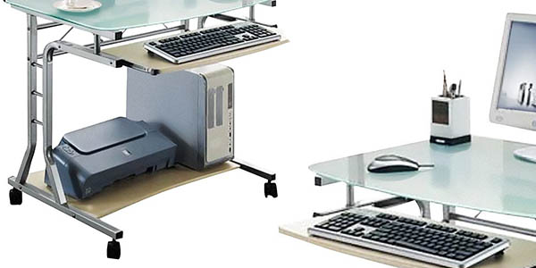 mesa Sixbros Ct-3791A/41 metal vidrio ordenador teclado chollo