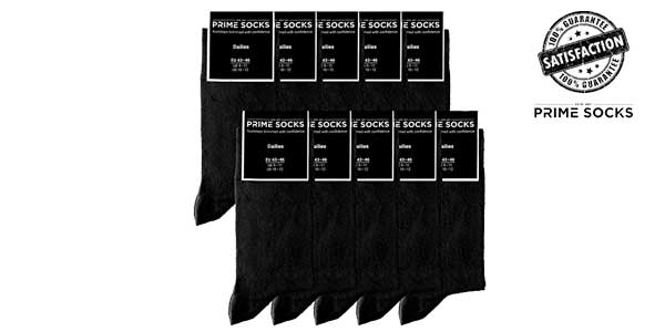 Pack de 10 pares de calcetines Prime Socks Dailies en color negro baratos en Amazon Moda