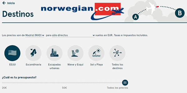 volar a USA low cost promoción Norwegian