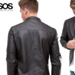 Chaqueta biker de cuero sintético Barney's Originals para hombre en color marrón oscuro o en negro barata en Asos