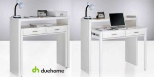 Mesa consola escritorio extensible en blanco brillo de Duehome barata en eBay