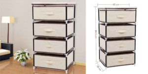 Organizador Songmics con 4 cajones de tela multiusos en color beige barato en Amazon España