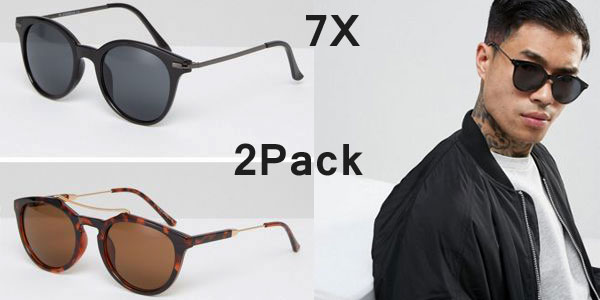 Pack de 2 pares de gafas de sol 7X redondas de para hombre baratas en Asos