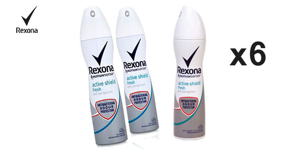 Pack de 6 botes de desodorante en spray Rexona Active Shield Fresh para mujer chollo en Amazon 