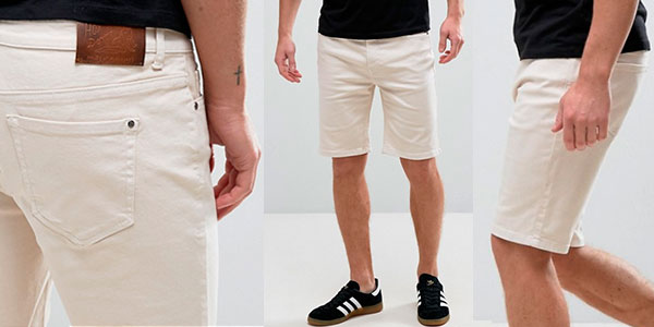 Pantalones cortos chinos Hoxton Denim de color blanco rosado para hombre en oferta
