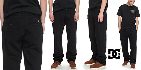 Pantalones chinos DC Shoes Worker Relaxed de color negro para hombre baratos