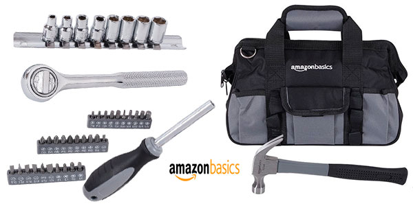 Chollo Juego de herramientas Amazon Basics de 65 piezas básicas y bolsa de transporte