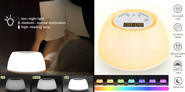 Despertador GRDE simulador de amanecer con luz de ayuda al sueño barato