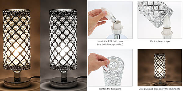 lámpara de mesa Tomshine en cristal y metal de diseño elegante a precio de chollo