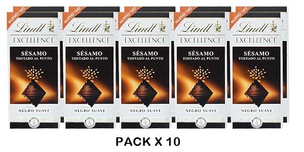 Pack 10 Tabletas de Chocolate Negro Lindt Excellence con Sésamo Tostado barato en Amazon
