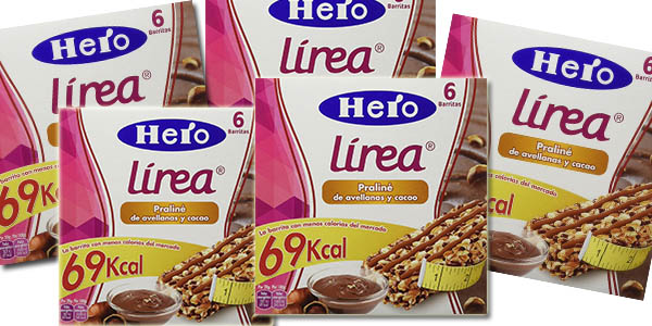 Pack 5 cajas de Hero Praliné barritas con bajas calorías en oferta