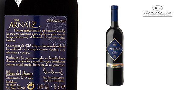 Pack 6 Botellas Viña Arnáiz Crianza 2014 D.O. Ribera del Duero chollo en Amazon