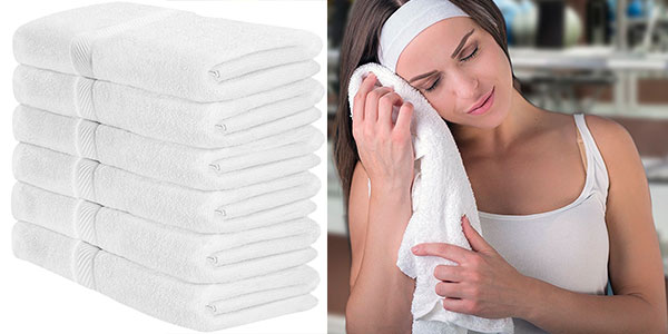 Pack de 6 toallas de baño de color blanco barato