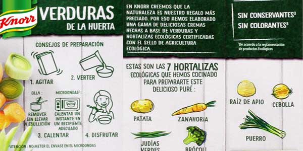 Pack 8 Paquetes Purés Knorr Eco de verduras de la huerta chollo en Amazon