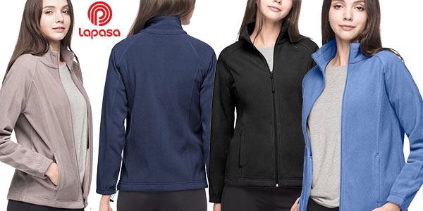 Sudadera de forro polar con cremallera LAPASA L19 para mujer barata en Amazon
