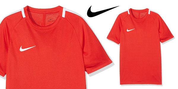 Camiseta técnica Nike NK Dry Acdmy SS de manga corta en color rojo para niños barata en Amazon