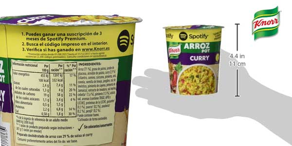Pack de 8 envases Knorr Pot Arroz al Curry chollo en Amazon