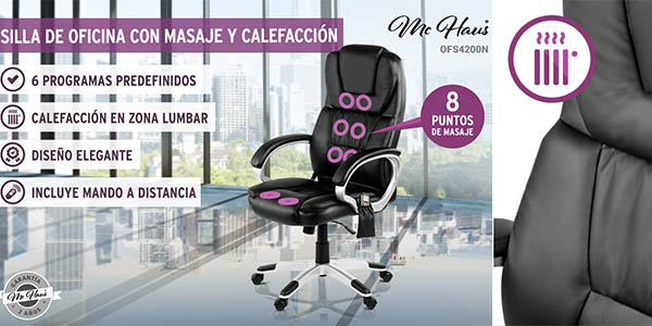 sillón de oficina McHaus con función masaje y calefacción en respaldo y asiento barato