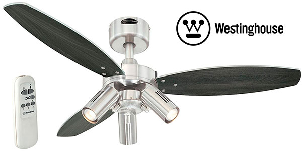 Lámpara - Ventilador de techo Westinghouse Jet Plus de níquel con mando a distancia en oferta