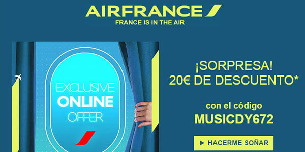 Air France código descuento Día Internacional de la música junio 2018