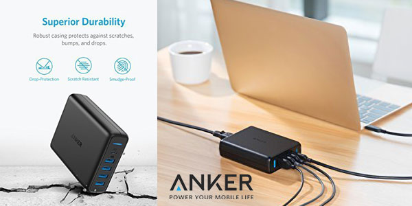 Cargador USB Anker Power Port C de 5 puertos hasta 60W chollo en Amazon