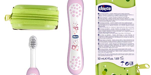 neceser de viaje Chicco con cepillo y pasta de dientes para bebés de 12 meses o más a precio de chollo