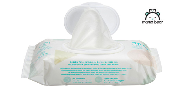 Pack de 15 paquetes de Toallitas húmedas para bebé Amazon Mama Bear Sensitive (840 toallitas) baratas en Amazon
