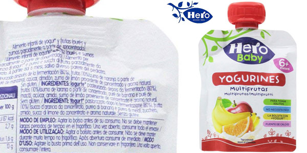 Pack de 18 x 80 gr Yogurines Multifrutas Hero Baby chollo en Amazon