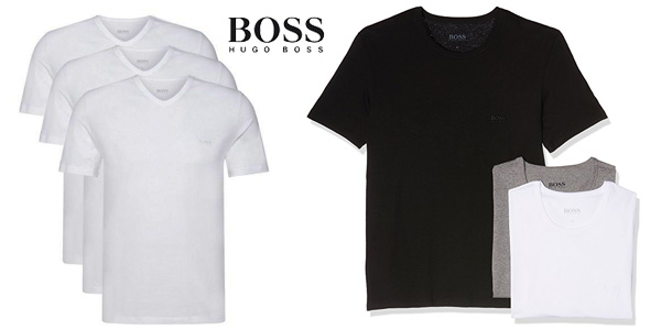 Pack de 3 Camisetas Hugo Boss Tagless crew neck chollo en Amazon