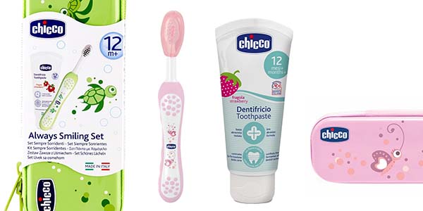 set dental Chicco con cepillo y pasta de dientes para niñ@s en oferta