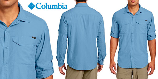Camisa de manga larga Columbia Silver Ridge azul para hombre barata