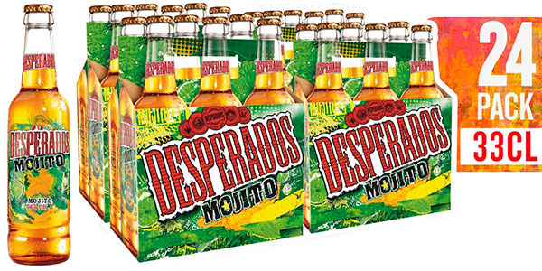 Pack de 24 botellines de cerveza Desperados Mojito (33 cl) en oferta