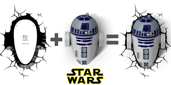Lámpara LED 3D de R2-D3 de Star Wars barata
