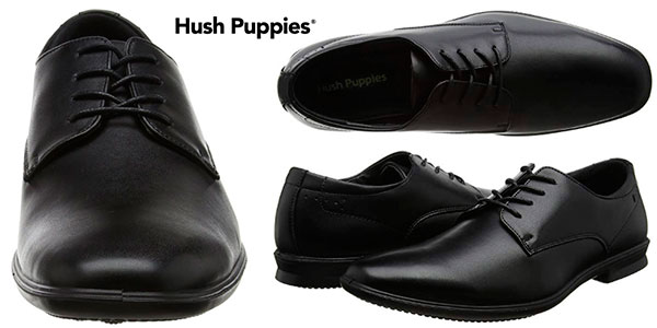 Chollo Zapatos de vestir Hush Puppies Cale Plain Toe de cuero negro para hombre