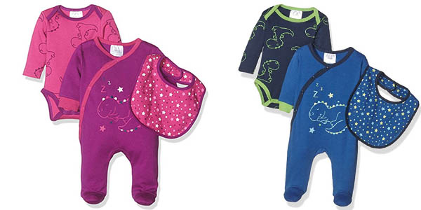 conjunto de body pijama y babero para bebé Twins Starter barato