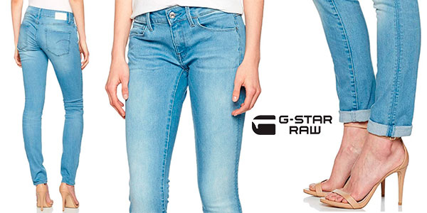 Pantalones jeans vaqueros G-Star Raw azul para mujer baratos