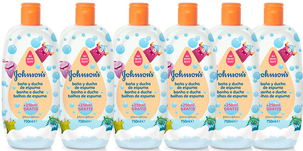 Pack de 6 botes de gel Johnson's Baby Baño de Espuma (750 ml) barato