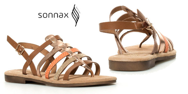 Sandalias planas Noa Sonnax con plantilla de piel y tiras multicolor para mujer baratas en eBay