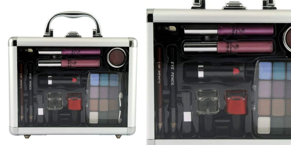 Maleta de maquillaje Gloss! GM-10708 de 23 piezas en color gris chollo en Amazon