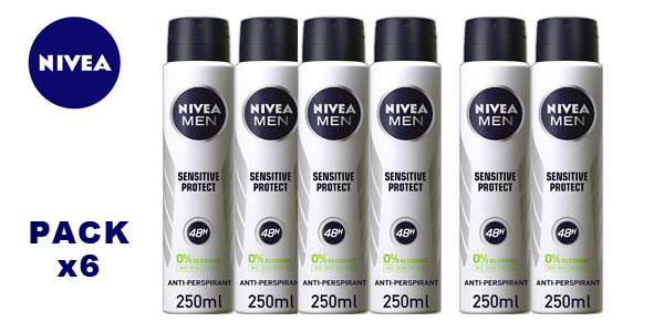 Pack x6 Desodorantes Nivea Men piel sensible barato en Amazon