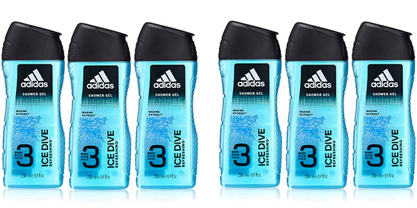 Pack de 6 botes de gel de ducha Adidas Ice Dive barato