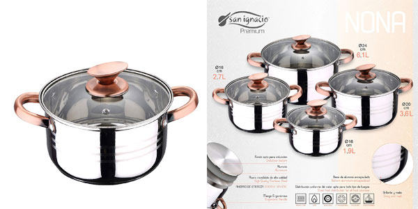 Batería de cocina 8 piezas San Ignacio Nona chollazo en Amazon