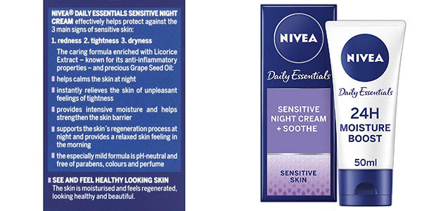 crema de noche para pieles sensibles Nivea Daily Essentials Pack ahorro