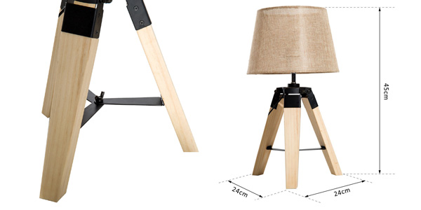 Lámpara de mesa moderna HomCom con pie trípode y casquillo E27 chollazo en eBay