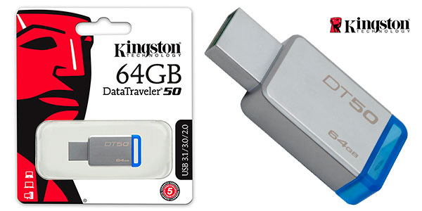 Chollo Memoria USB 3.0 Kingston DataTraveler DT50 de 64 GB